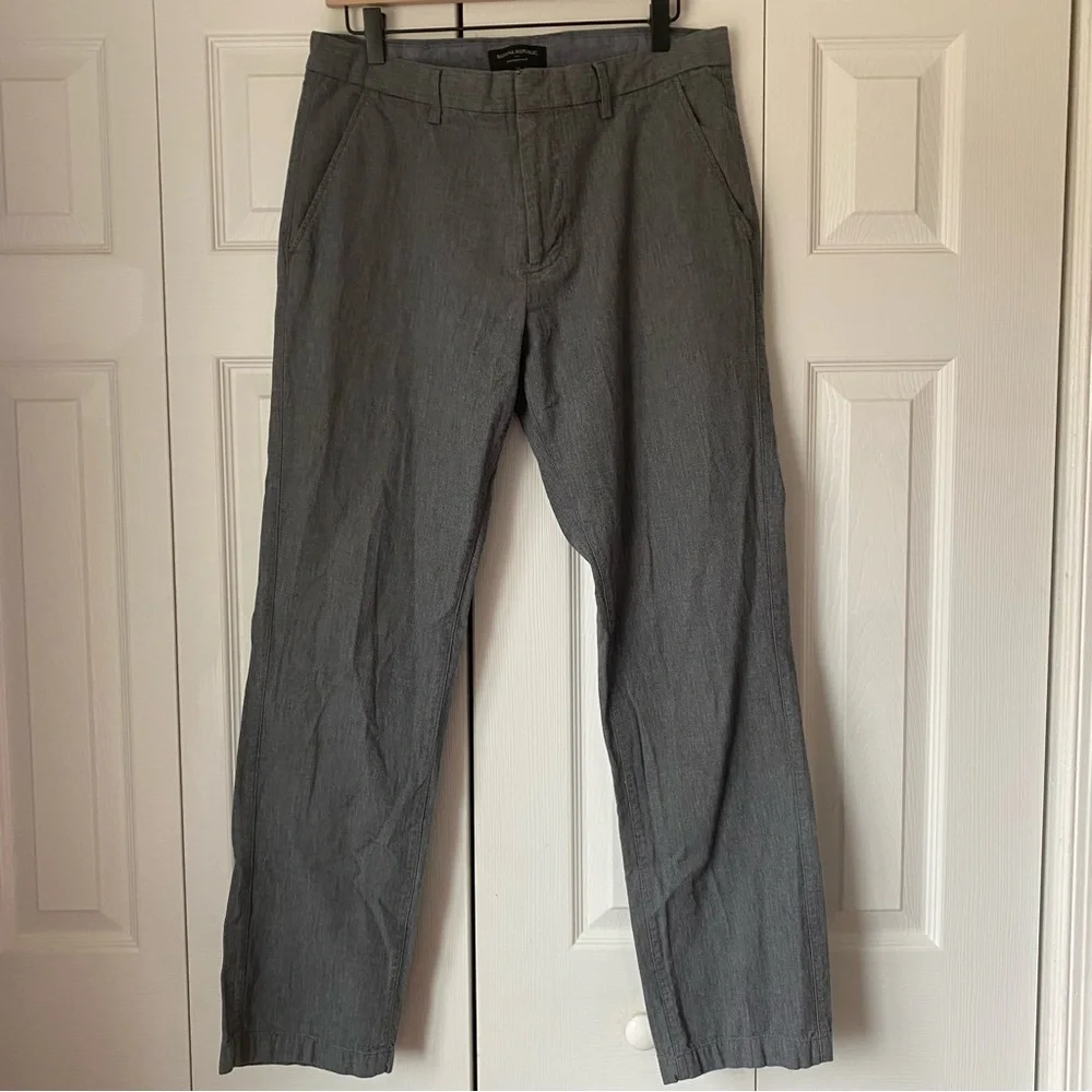 Banana Republic Kentfield Pant Men 32 100% Cotton Charcoal‎ Preppy